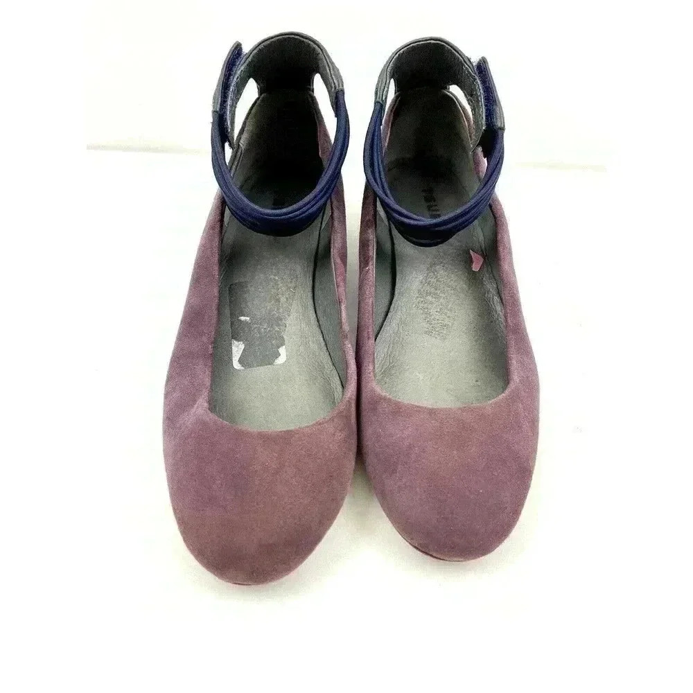 Tsubo Gylda Women's Ankle‎ Strap Wedges Purple Navy Suede Shoes Sz 7 Flats - Picture 2 of 9